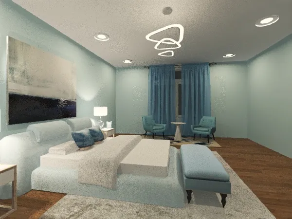 skyblue bedroom 3d design renderings