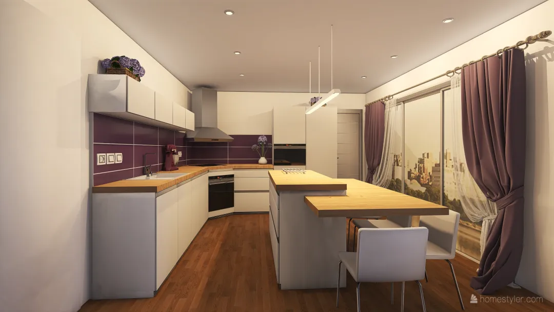 kuchyň s obývákem 3d design renderings