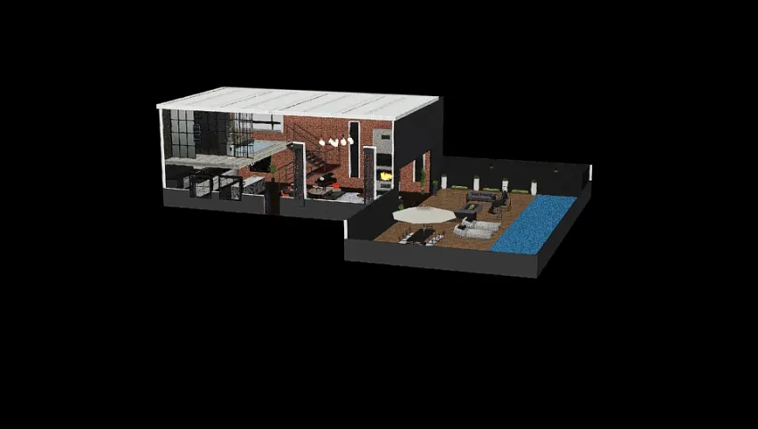 MASCULINE LOFT STYLE BUILD WITH POOL. 3d design picture 537.23