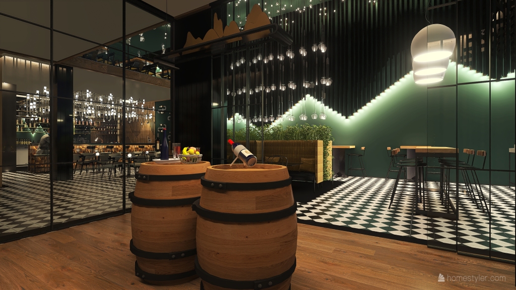 Wine bar 3d design renderings
