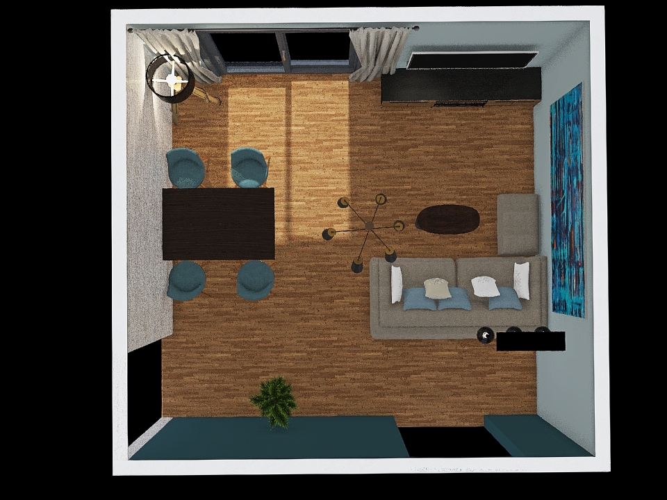 Salon z jadalnią  KONRAD wersja 1 3d design renderings