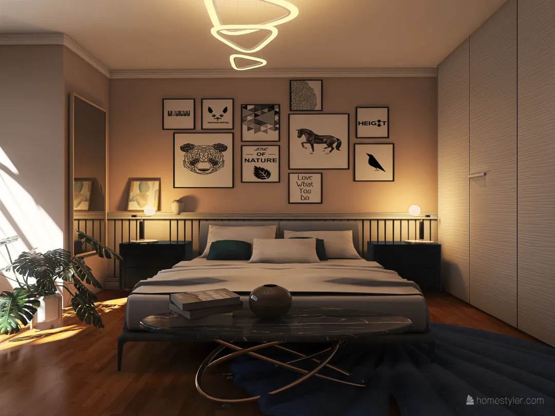 semi modern bedroom 3d design renderings