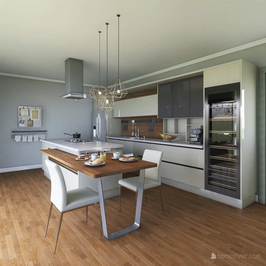 cozinha cinza 3d design renderings