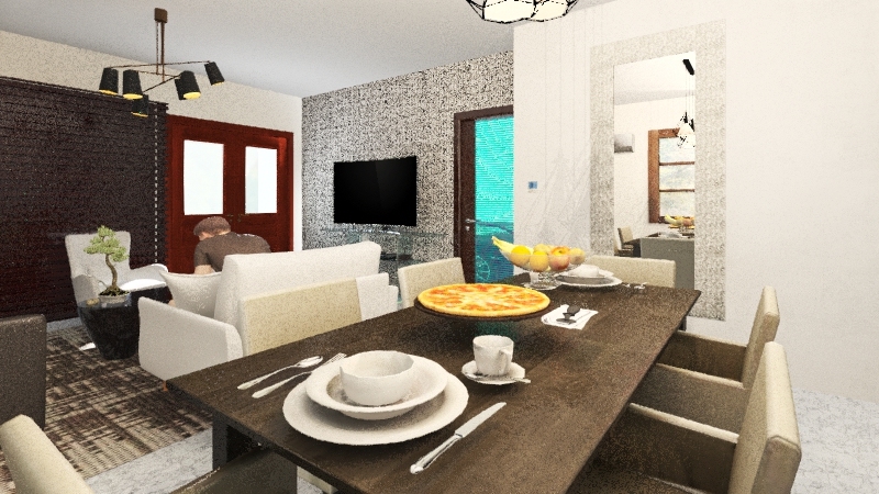 Living - Dining Room 3d design renderings