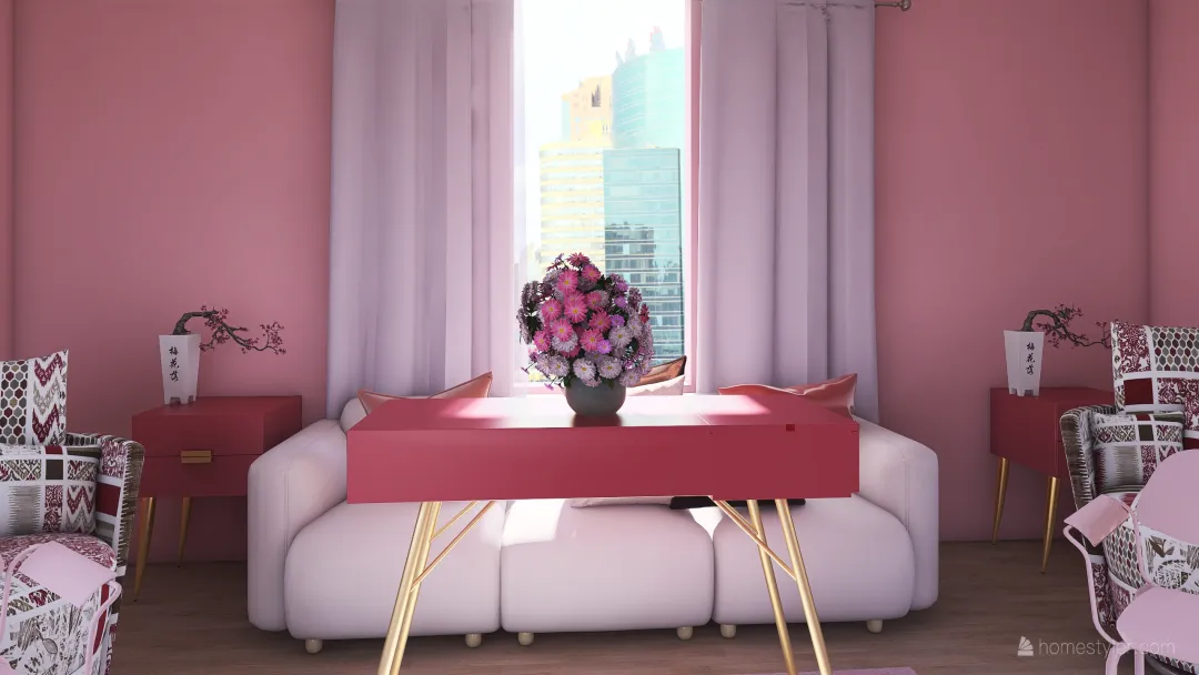 Pink Bed Room 3d design renderings