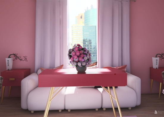 Pink Bed Room Design Rendering