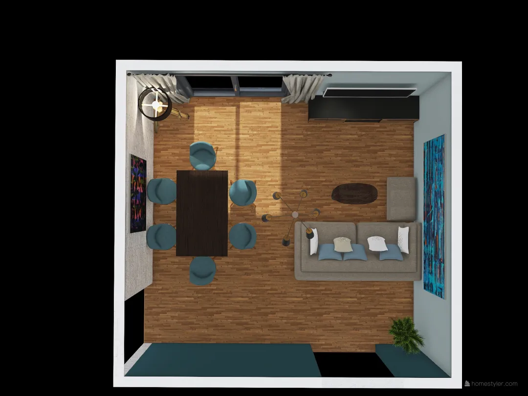 Salon z jadalnią  KONRAD wersja 3 3d design renderings