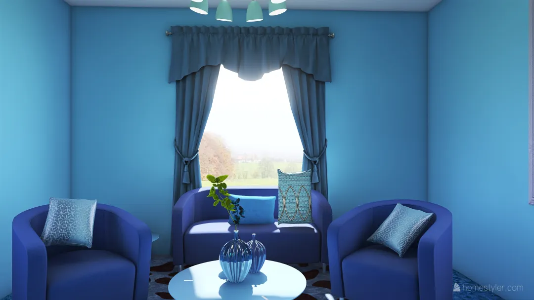 Blue BedRroom 3d design renderings