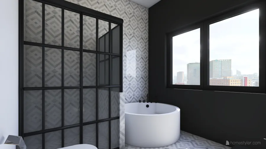 Modern Bauhaus Black White Unnamed space 3d design renderings