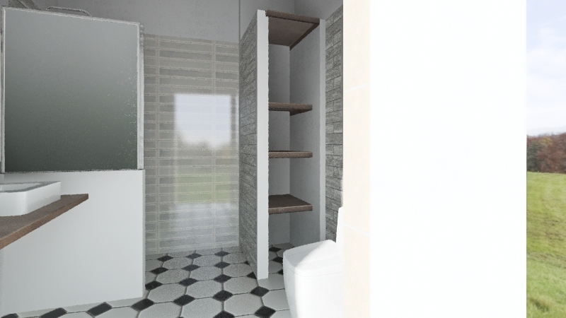 baño grande con asiento alineado al suelo 3d design renderings