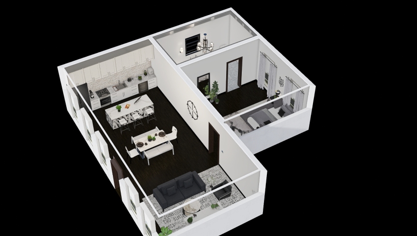 1bed 1bath Modern Apartment 3d design picture 90
