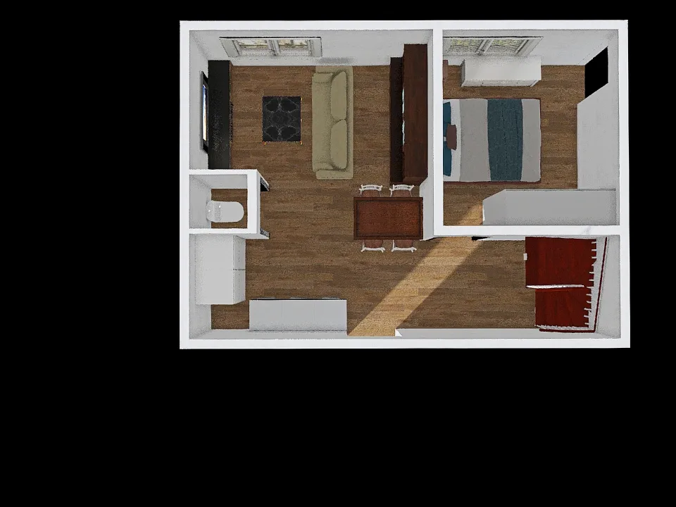 sypialnia z balkonem - kibel inaczej 3d design renderings