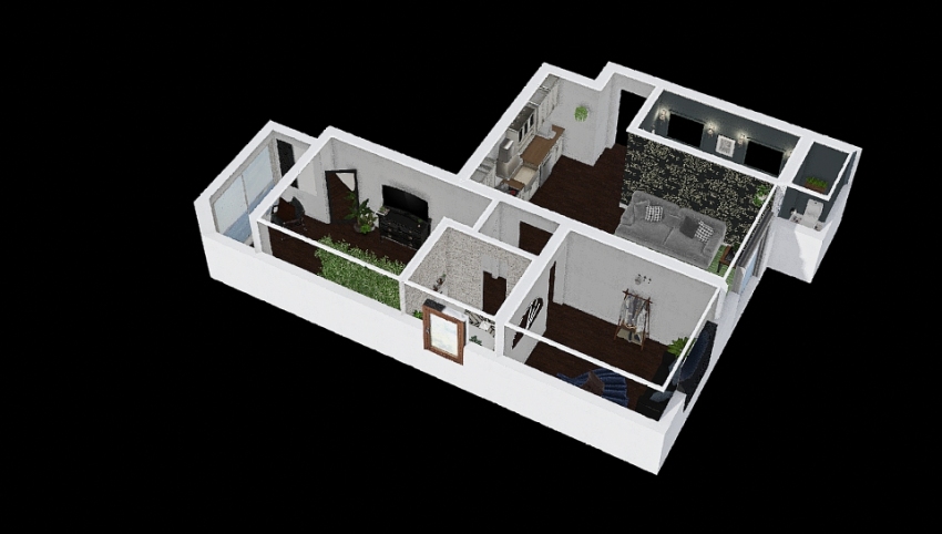1bed 1bath Earthy Tiny Home 3d design picture 72.16