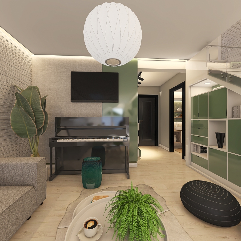 Modern White Green Unnamed space 3d design renderings