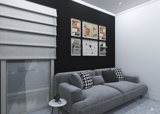 Grey Apt. Living Room Design Rendering