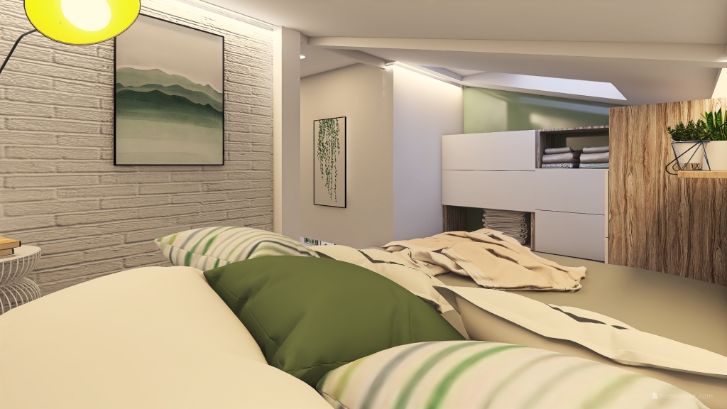 Modern White Green Unnamed space 3d design renderings