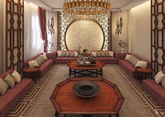 مجلس مغربي     Moroccan living room Design Rendering