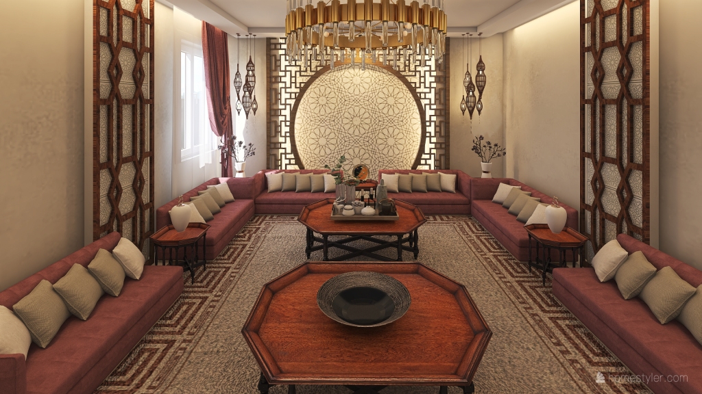 مجلس مغربي     Moroccan living room 3d design renderings