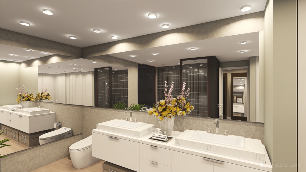 MASTER BATHROOM AND WALKING CLOSETH 3d design renderings