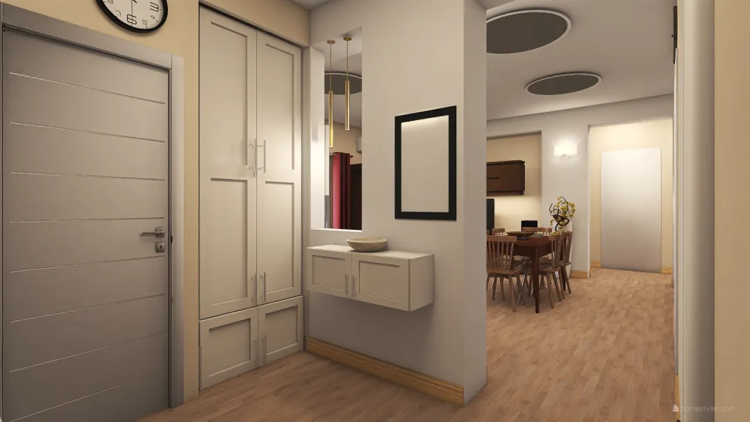 Progetto Casa Principale Bianco Armadio Ingresso 3d design renderings