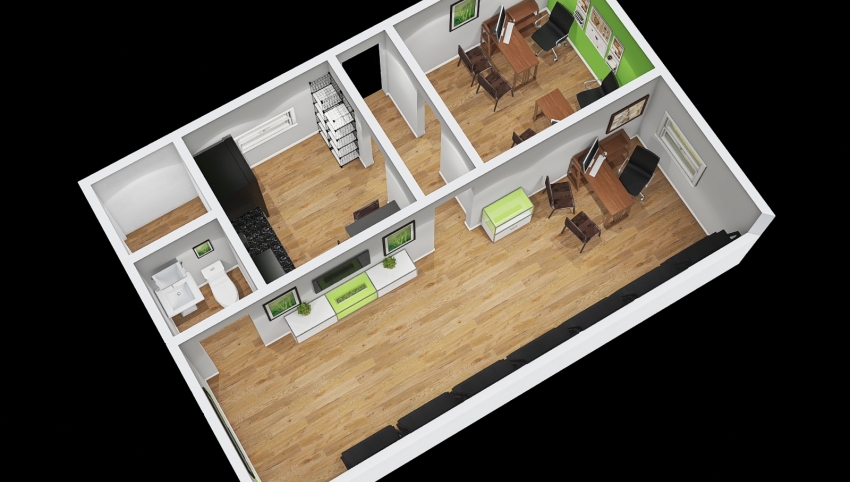 Purchase Green Showroom and Office Space 3d design picture 55.83