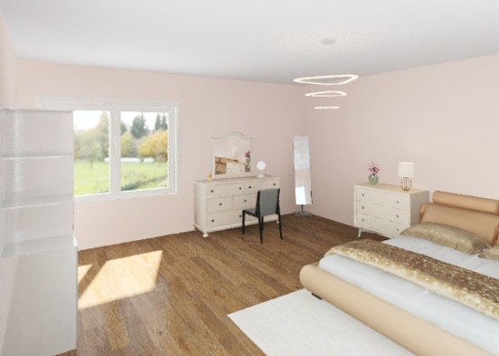 quarto feminino tema cor-de-rosa Design Rendering