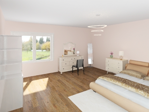quarto feminino tema cor-de-rosa 3d design renderings