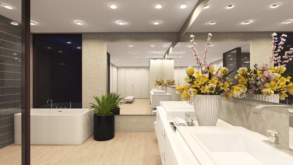 MASTER BATHROOM AND WALKING CLOSETH 3d design renderings