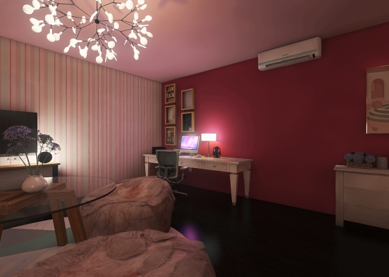 Simple pink room Design Rendering