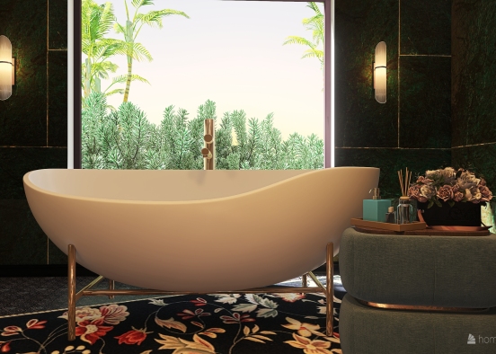 Luxury Bathroom in Green Design Rendering