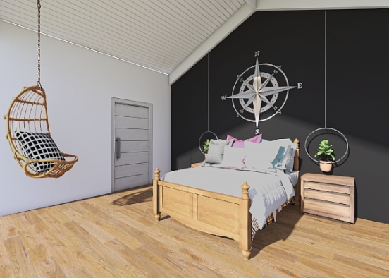 Modern Farmhouse Bedroom Design Rendering