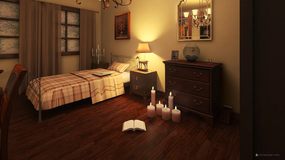 vintage bedroom 3d design renderings