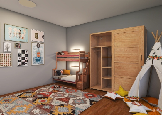 4 kids bedroom Design Rendering
