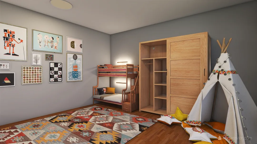4 kids bedroom 3d design renderings