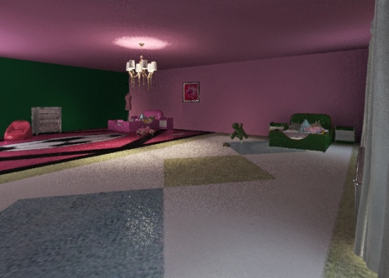 girls room green/pink Design Rendering