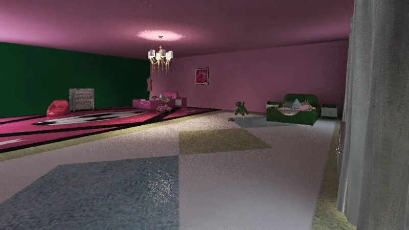 girls room green/pink 3d design renderings