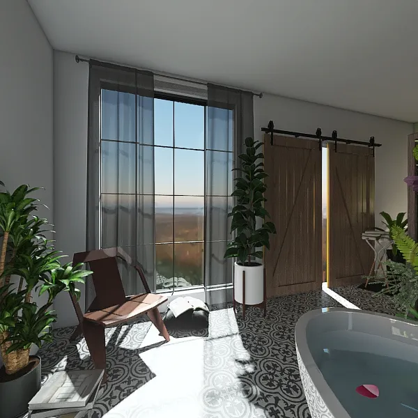 Tropical Bathroom 3d design renderings