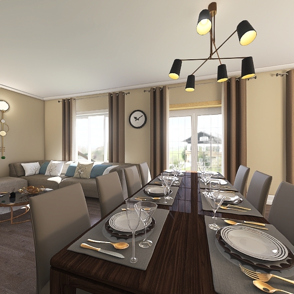 Кухня-столовая-гостиная 3d design renderings