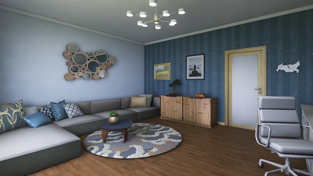 Гостиная-кабинет 3d design renderings