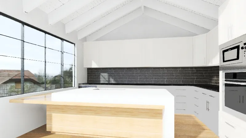 Modern Farmhouse Kitchen 3d design renderings