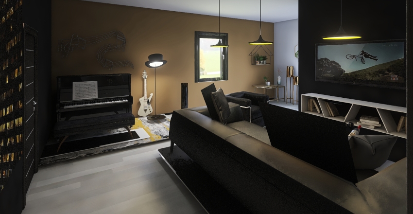 Black ilusion home Interior Design Render