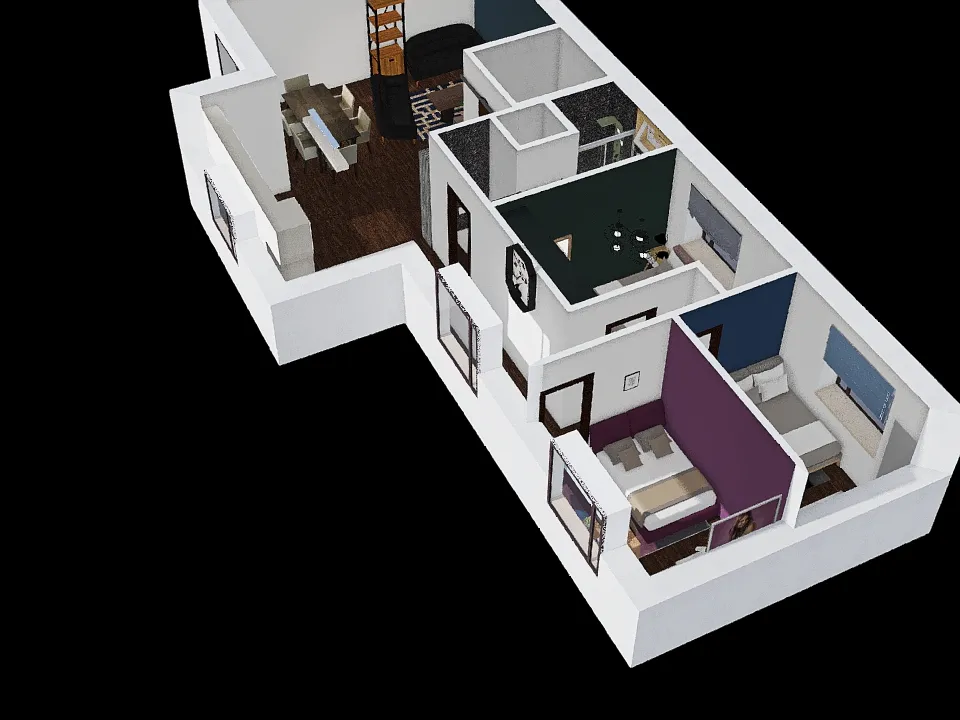 Upper flor patent's house 3d design renderings