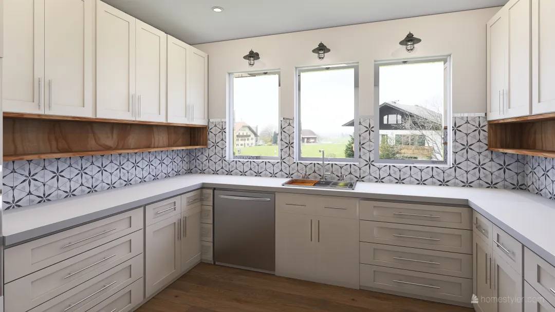boho kitchen 3d design renderings