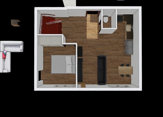 P1N - sypialnia z balkonem kibel przylega Design Rendering