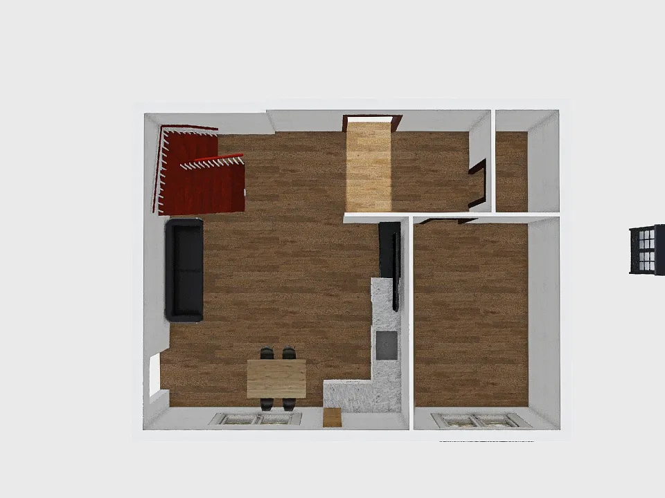 P1 - kuchnia przy schodach 3d design renderings