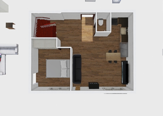 P1N - sypialnia z balkonem kibel przylega Design Rendering
