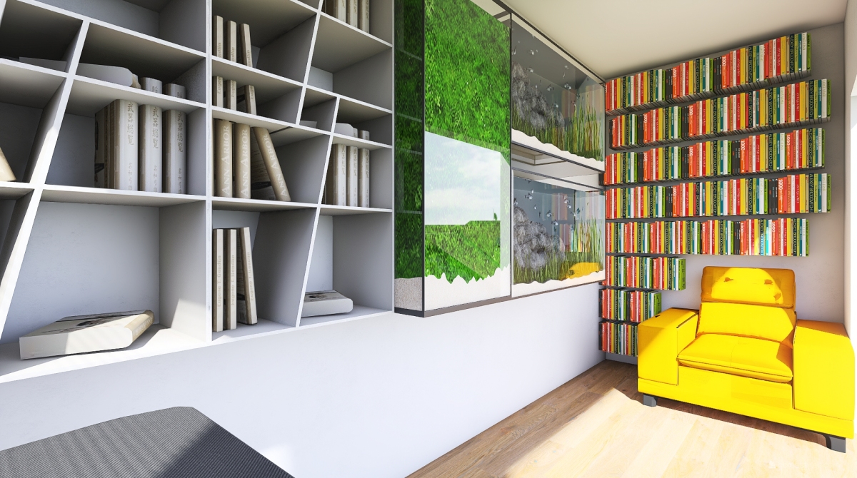 Library Home Decoration Project and 3D Renderings ...