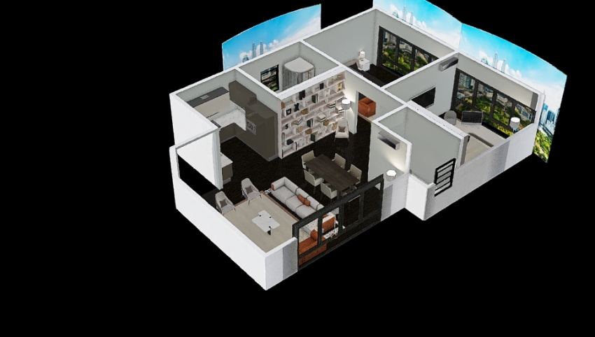 appartamento 1 camera e 1 ufficio (90mq) 3d design picture 99.75