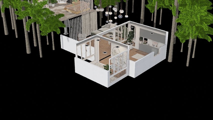 .white & wood loft house. 3d design picture 105.66