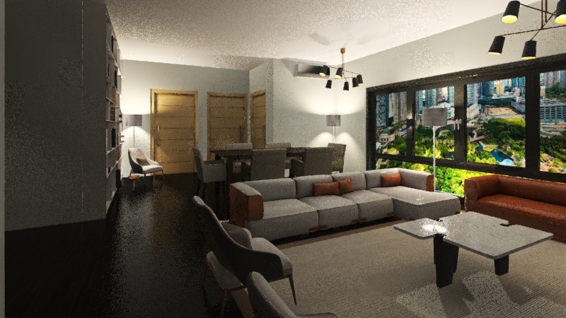 appartamento 1 camera e 1 ufficio (90mq) 3d design renderings